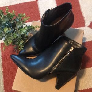 Black Booties with Gold Side Zippers